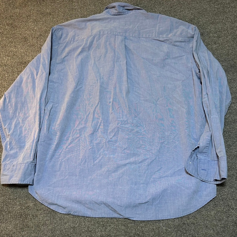 Abercrombie & Fitch Mens Large Blue Cotton Long Sleeve Button Down Shirt Pocket - Picture 5 of 6